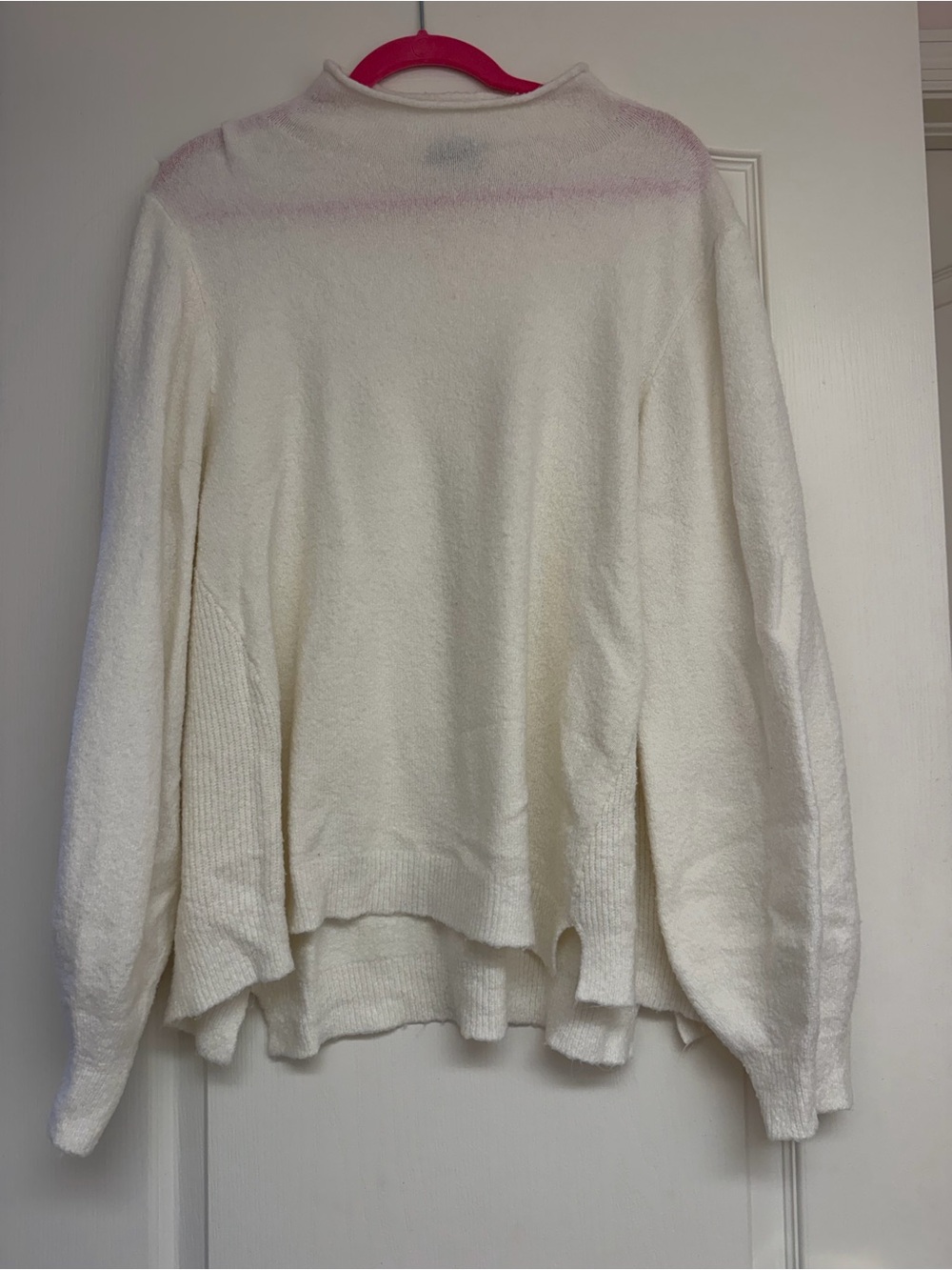 Mock Neck Cozy Women's Cream Sweater - Relaxed Knit Pullover Size XL